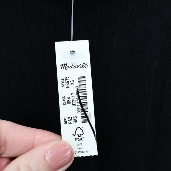 Madewell Ribbed Cashmere Wool Blend Pullover Sweater Heather Asphalt XS NWT - Picture 5 of 8